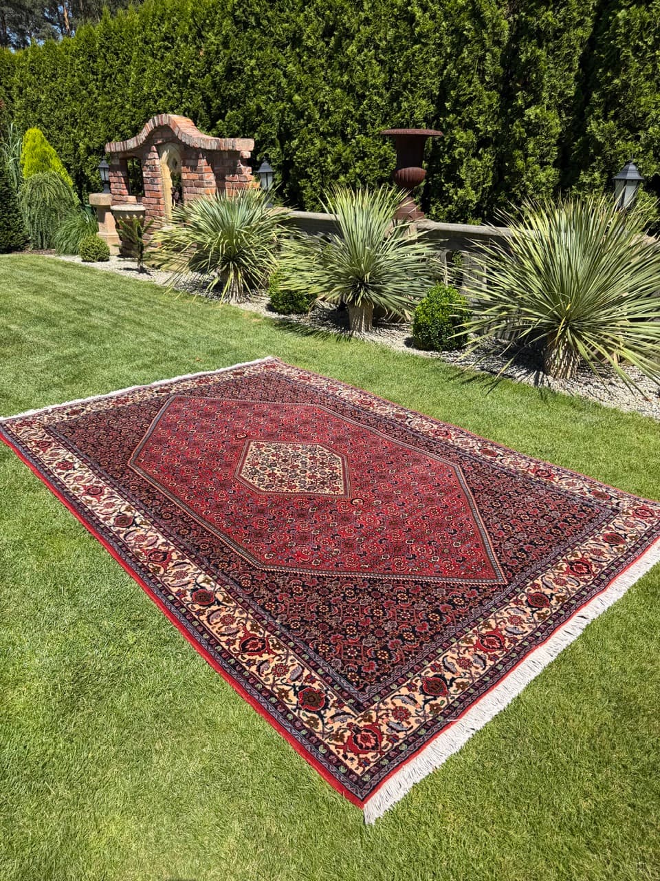 Rug Bidjar, 300x200 cm, wool red blue white green gold brown, Iran - 399313