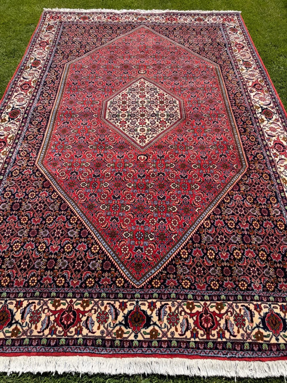 Rug Bidjar, 300x200 cm, wool red blue white green gold brown, Iran - 399322