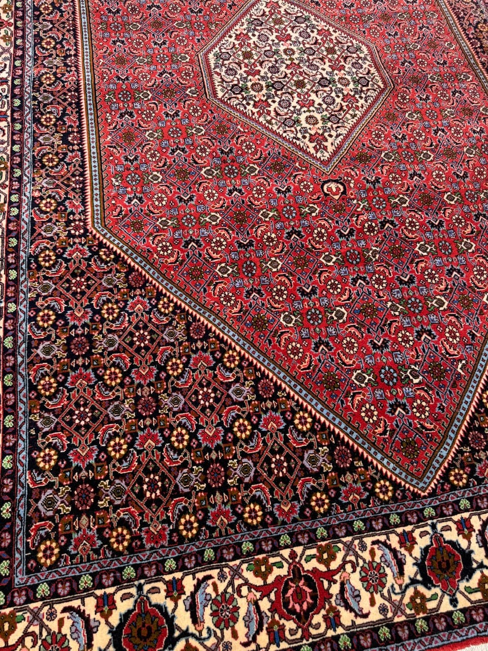 Rug Bidjar, 300x200 cm, wool red blue white green gold brown, Iran - 399321