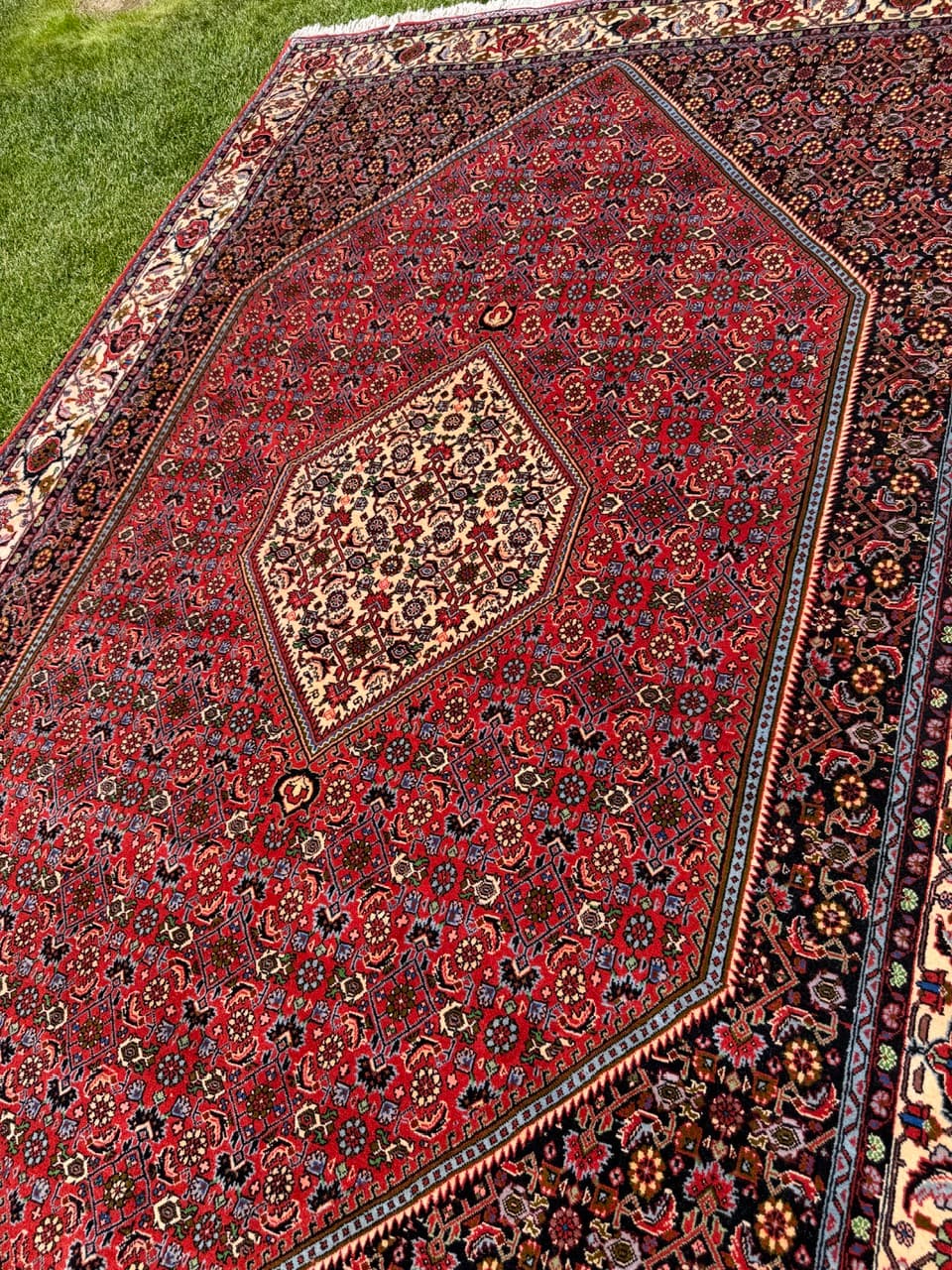 Rug Bidjar, 300x200 cm, wool red blue white green gold brown, Iran - 399314