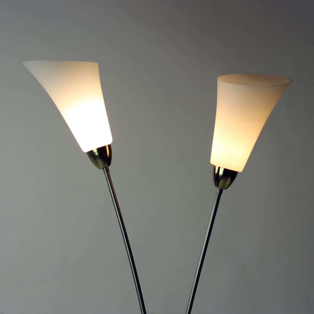 Floor lamp, white glass, silver metal, brown ceramic, Kamenický Šenov, Czechoslovakia, 1970s - 399328