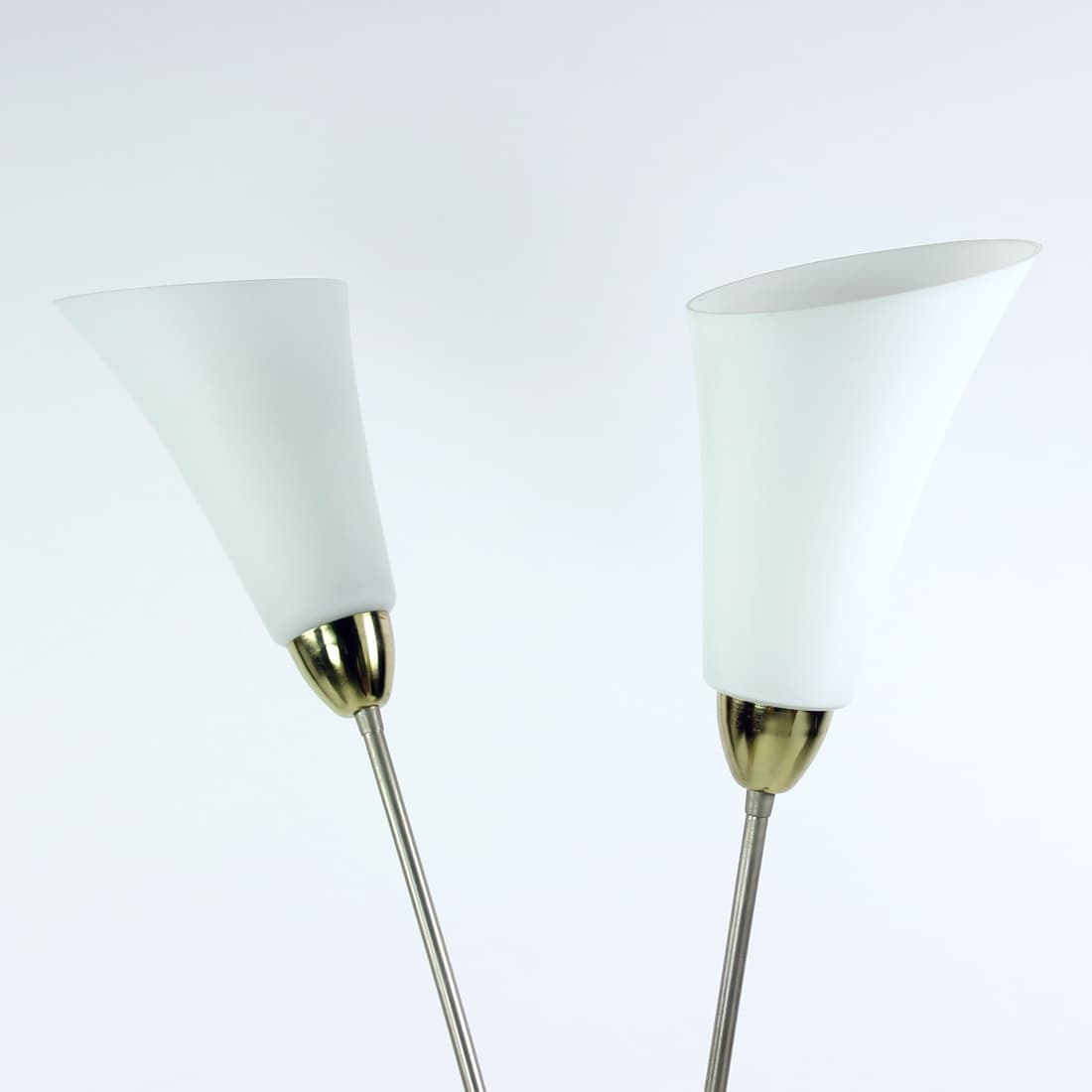 Floor lamp, white glass, silver metal, brown ceramic, Kamenický Šenov, Czechoslovakia, 1970s - 399323