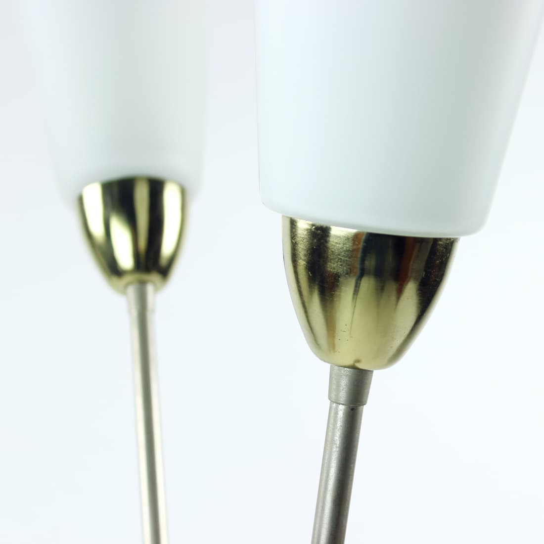 Floor lamp, white glass, silver metal, brown ceramic, Kamenický Šenov, Czechoslovakia, 1970s - 399335