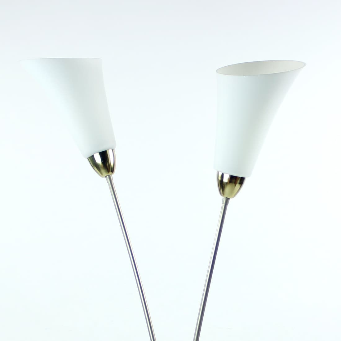 Floor lamp, white glass, silver metal, brown ceramic, Kamenický Šenov, Czechoslovakia, 1970s - 399331