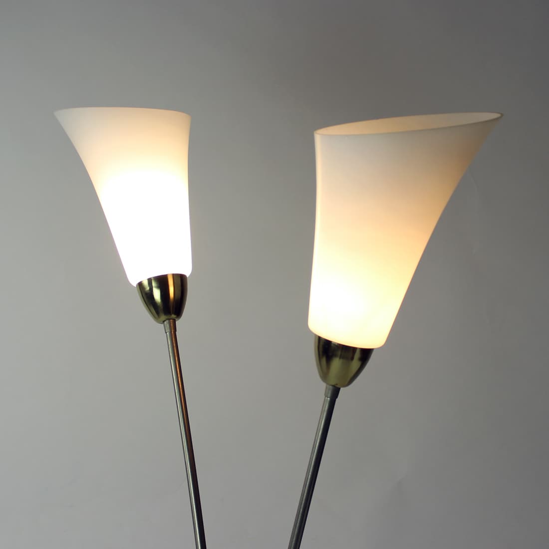 Floor lamp, white glass, silver metal, brown ceramic, Kamenický Šenov, Czechoslovakia, 1970s - 399333