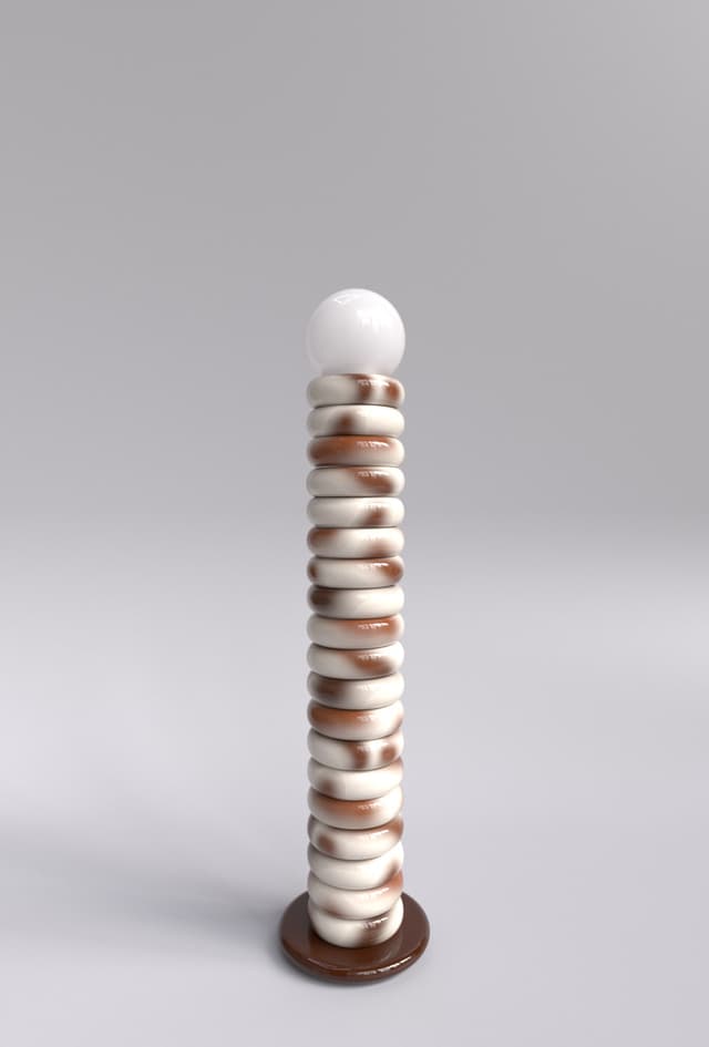 Lampa podłogowa Neso biały i brązowy, Nodi Studio - WYMIARY