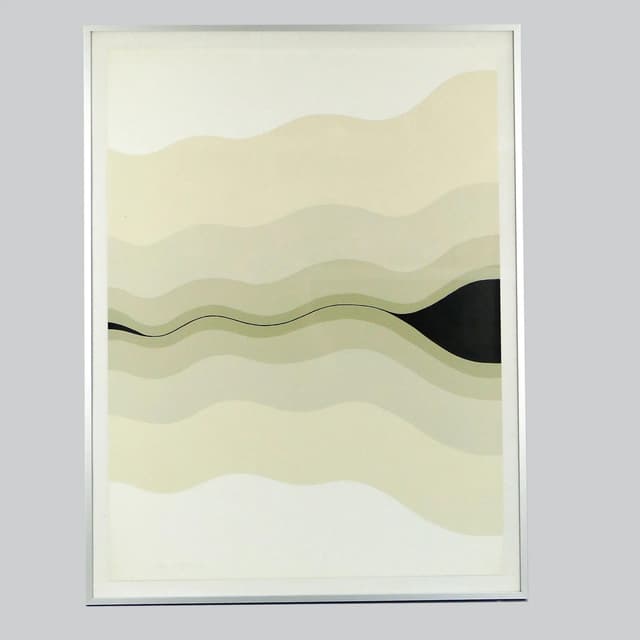 Serigraph graphic, black and white, paper, by H. Grohe, Germany, 1970s. - DIMENSION
