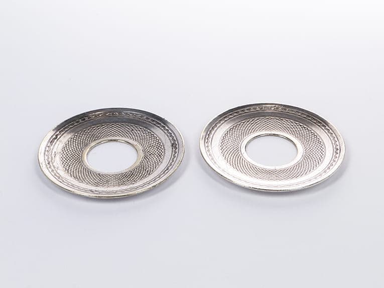 Pair of candle drip pans, silver, brass, Poland, 19th century - 399727