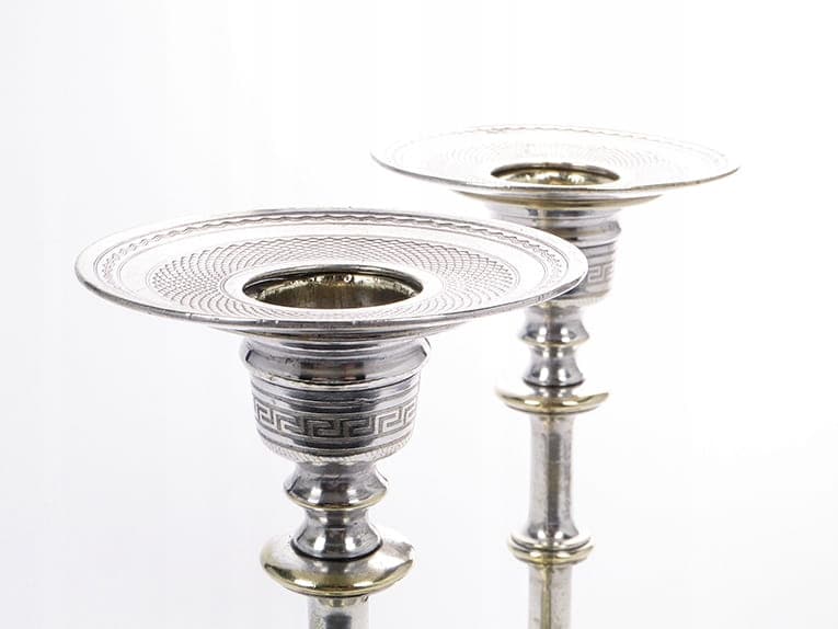 Pair of candle drip pans, silver, brass, Poland, 19th century - 399725