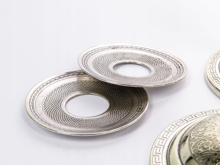 Pair of candle drip pans, silver, brass, Poland, 19th century - 399726