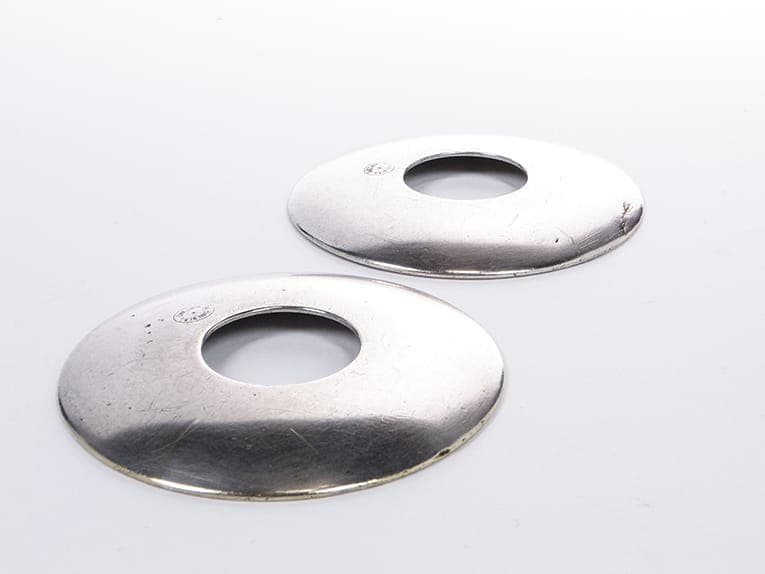 Pair of candle drip pans, silver, brass, Poland, 19th century - 399719