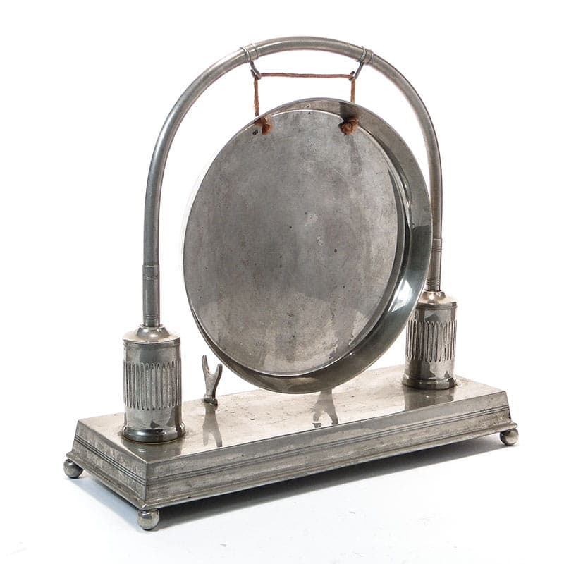 Table gong Art Deco, silver nickel-plated brass, 1920s - 399732
