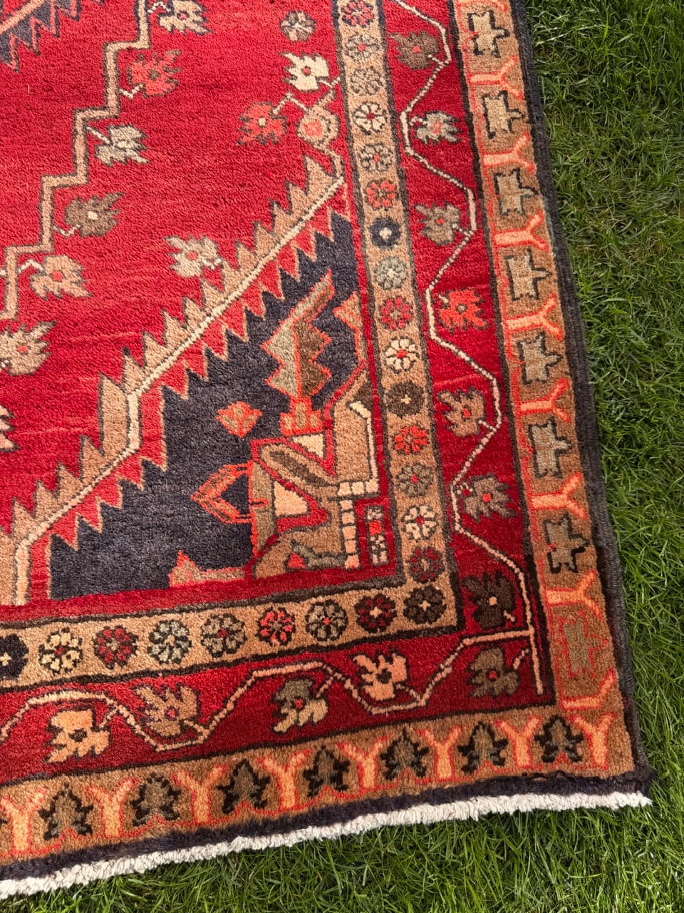 Chodnik Hamadan Kazak 326x145cm, czerwony niebieski, wełna, Iran - 399746