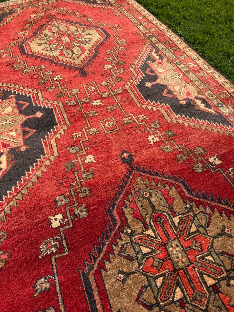 Chodnik Hamadan Kazak 326x145cm, czerwony niebieski, wełna, Iran - 399749