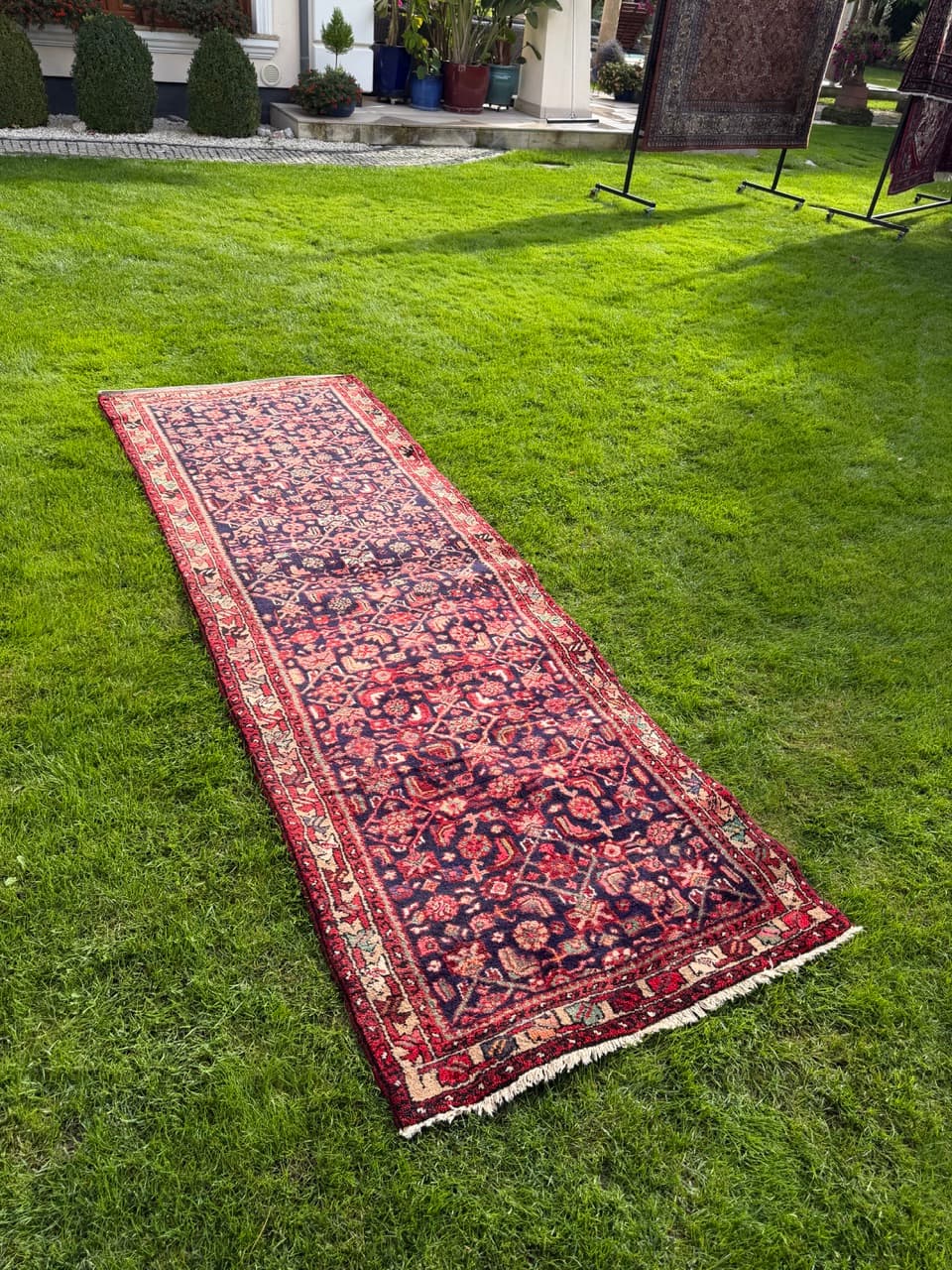 Runner Hamadan 290x100 cm, blue red, wool, Iran - 399753