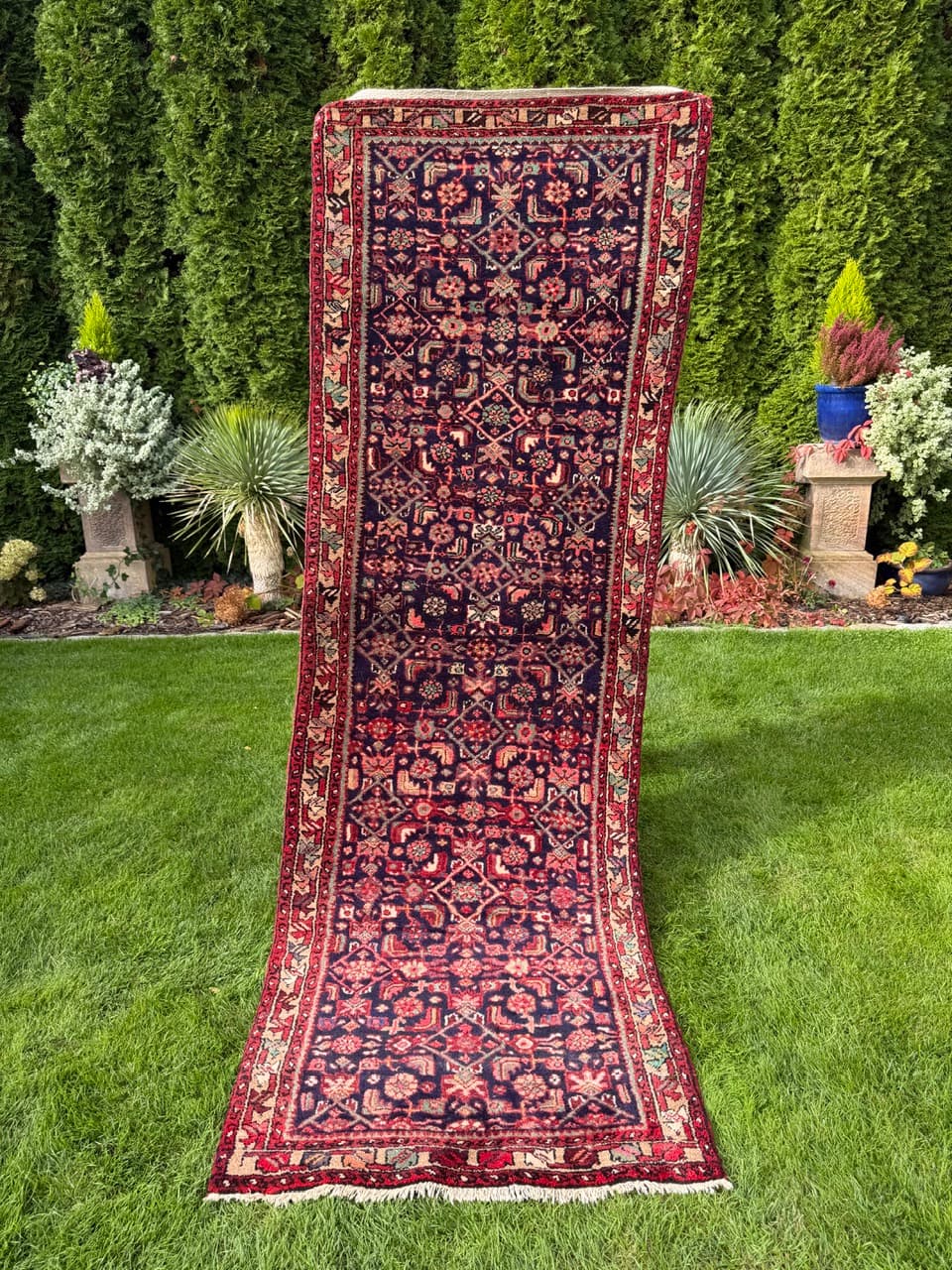 Runner Hamadan 290x100 cm, blue red, wool, Iran - 399761