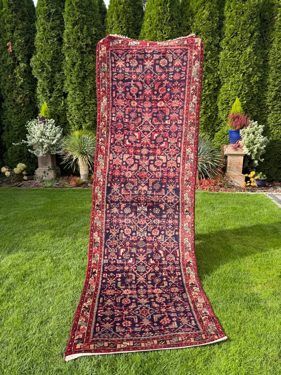 Runner Hamadan 290x100 cm, blue red, wool, Iran - 399750
