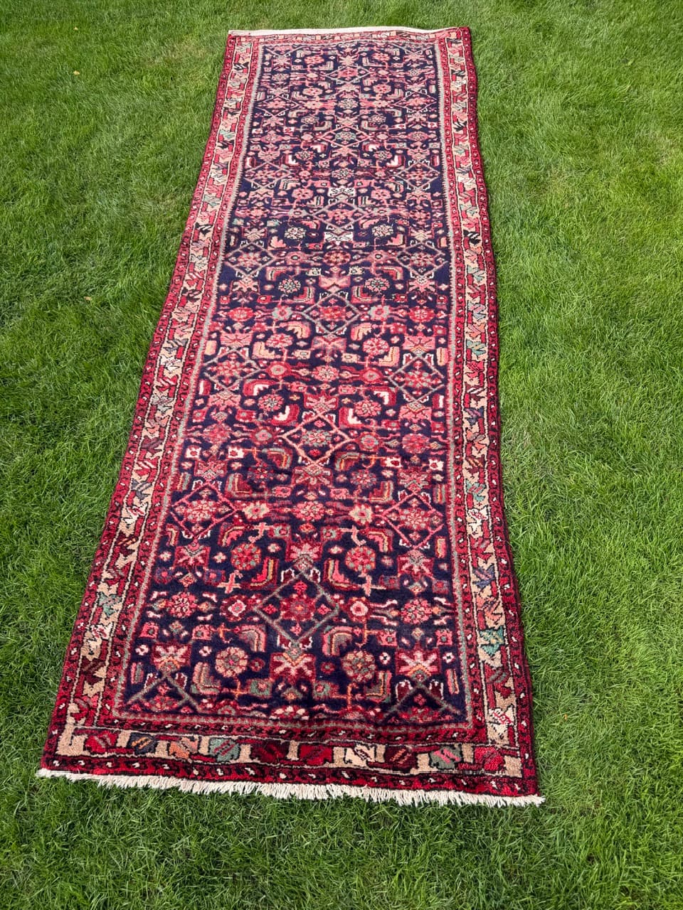 Runner Hamadan 290x100 cm, blue red, wool, Iran - 399757