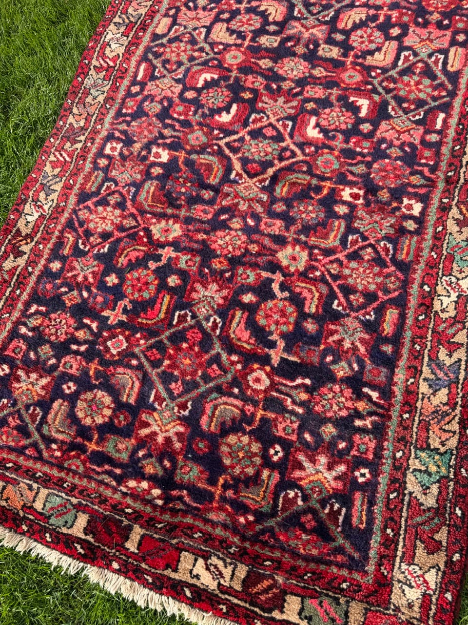 Runner Hamadan 290x100 cm, blue red, wool, Iran - 399759