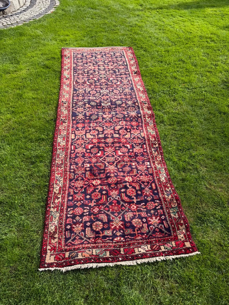 Runner Hamadan 290x100 cm, blue red, wool, Iran - 399752