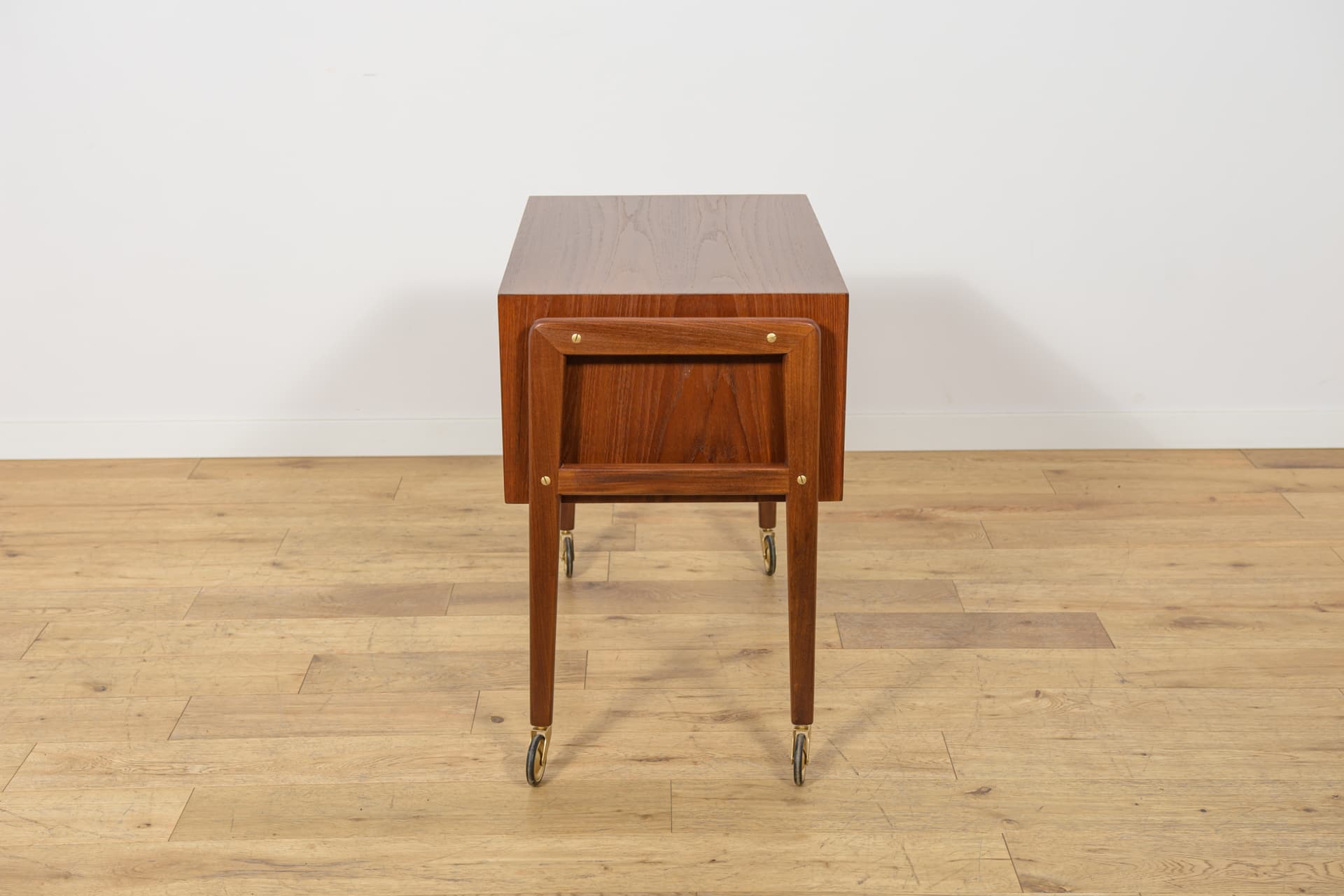 Side table, brown teak, golden brass, Denmark, 1960s. - 399971
