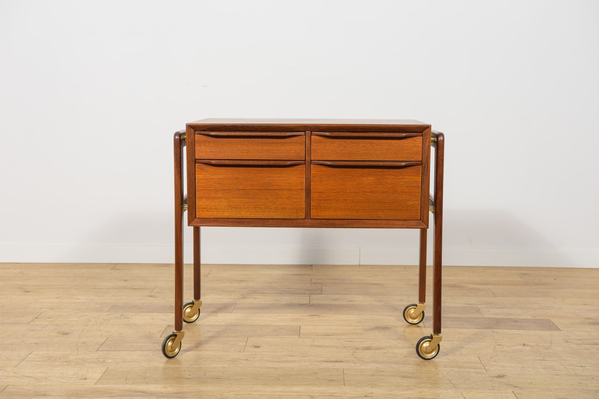 Side table, brown teak, golden brass, Denmark, 1960s. - 399968