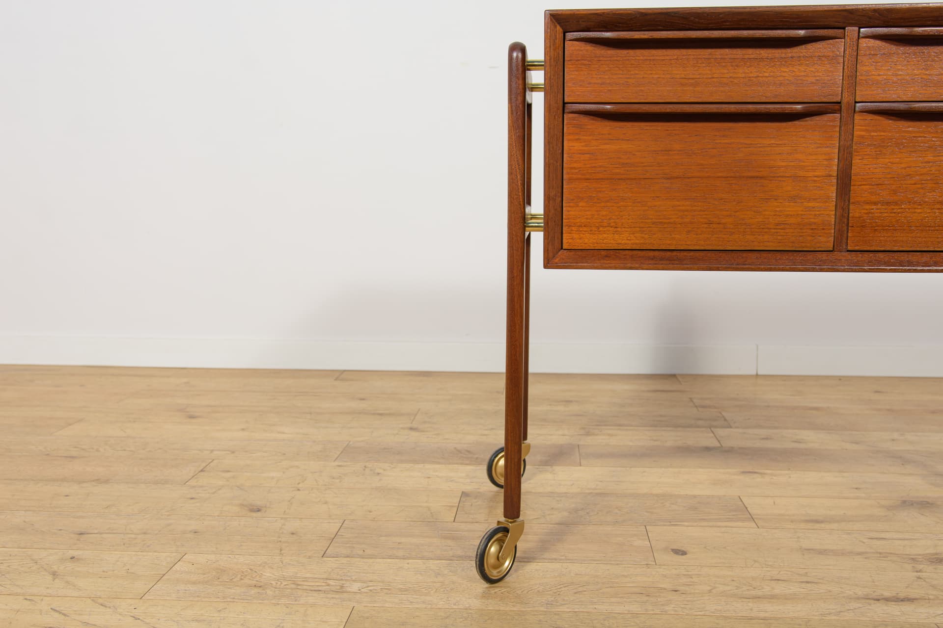 Side table, brown teak, golden brass, Denmark, 1960s. - 399978