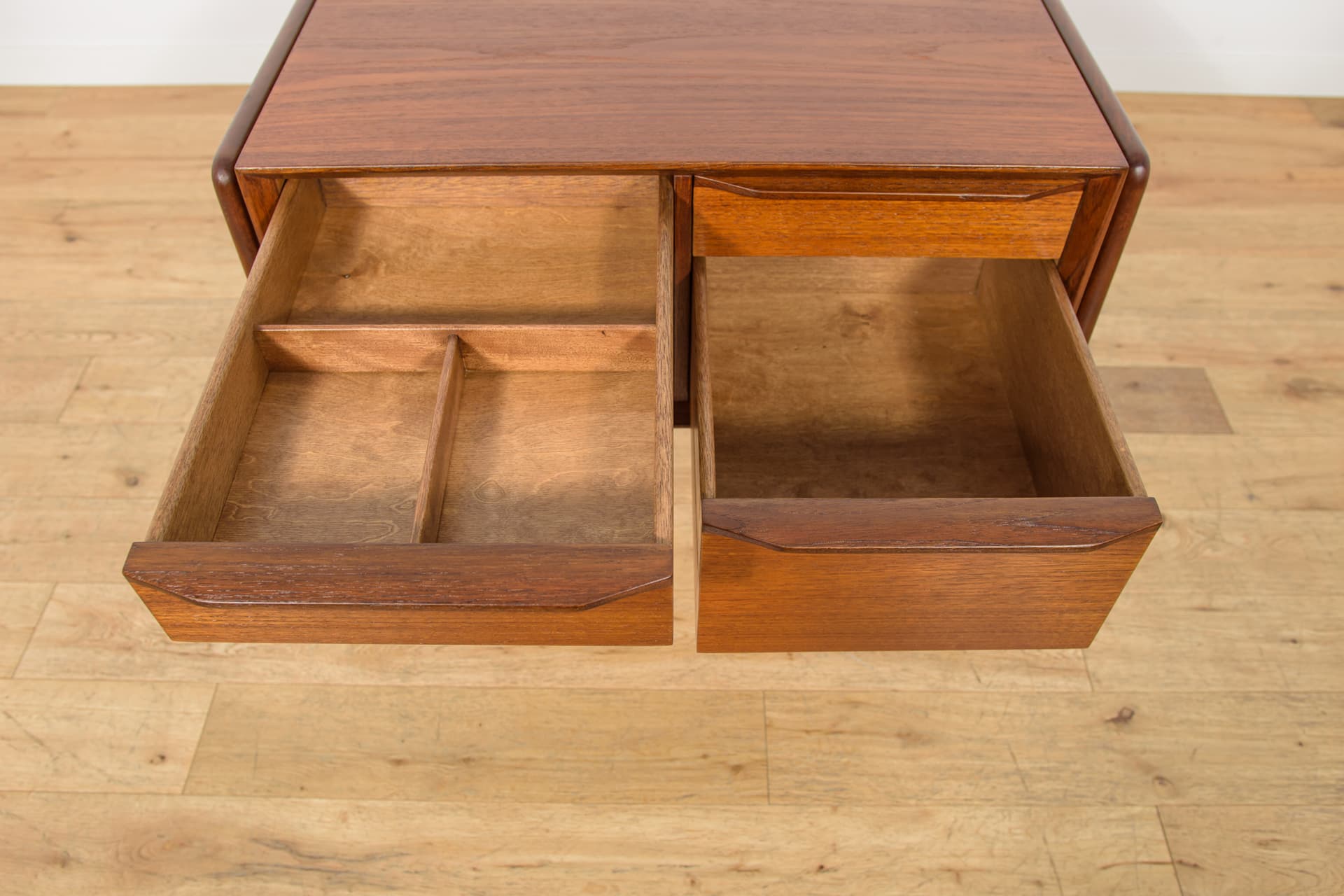 Side table, brown teak, golden brass, Denmark, 1960s. - 399976