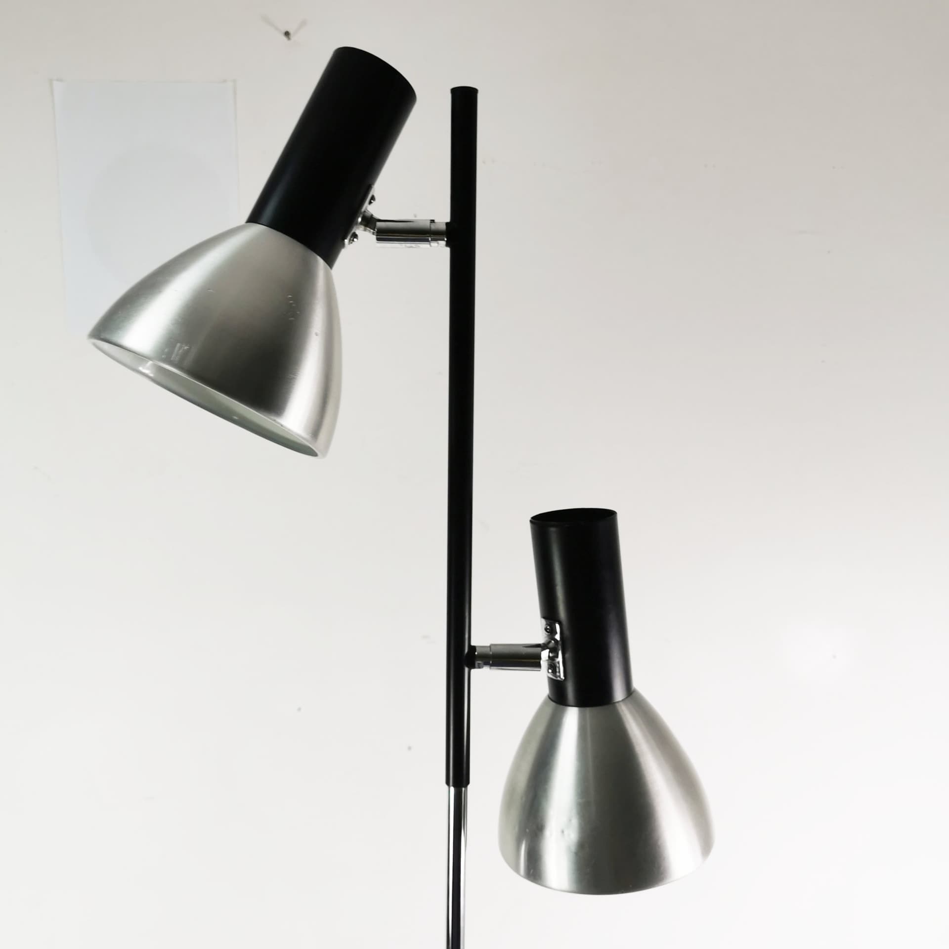 Floor Lamp Space Age, silver aluminum, black steel, Germany, 1970s. - 399996