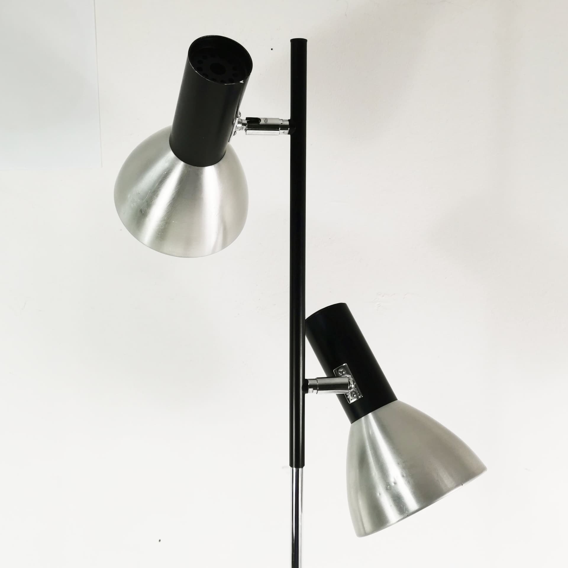 Floor Lamp Space Age, silver aluminum, black steel, Germany, 1970s. - 399997