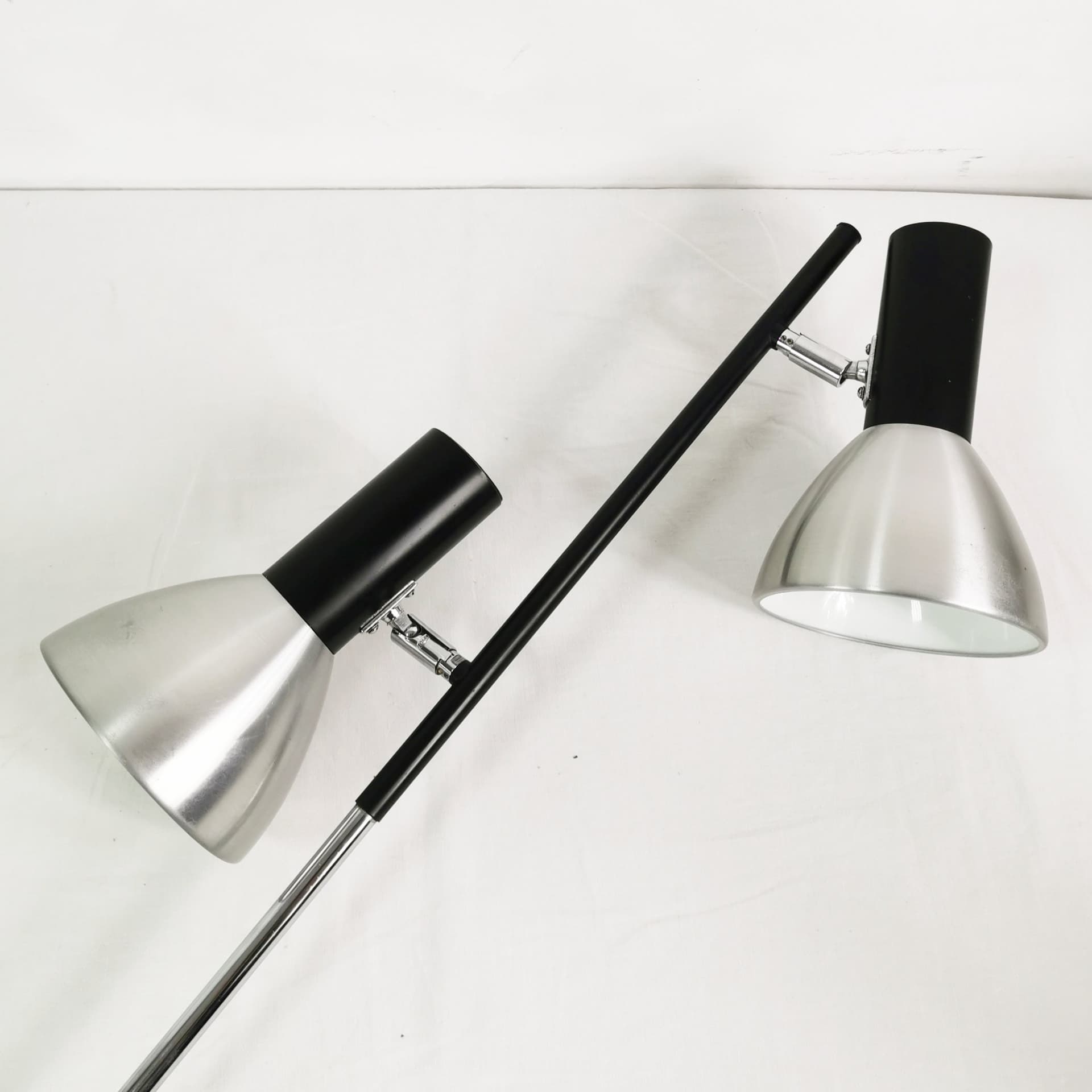 Floor Lamp Space Age, silver aluminum, black steel, Germany, 1970s. - 400000