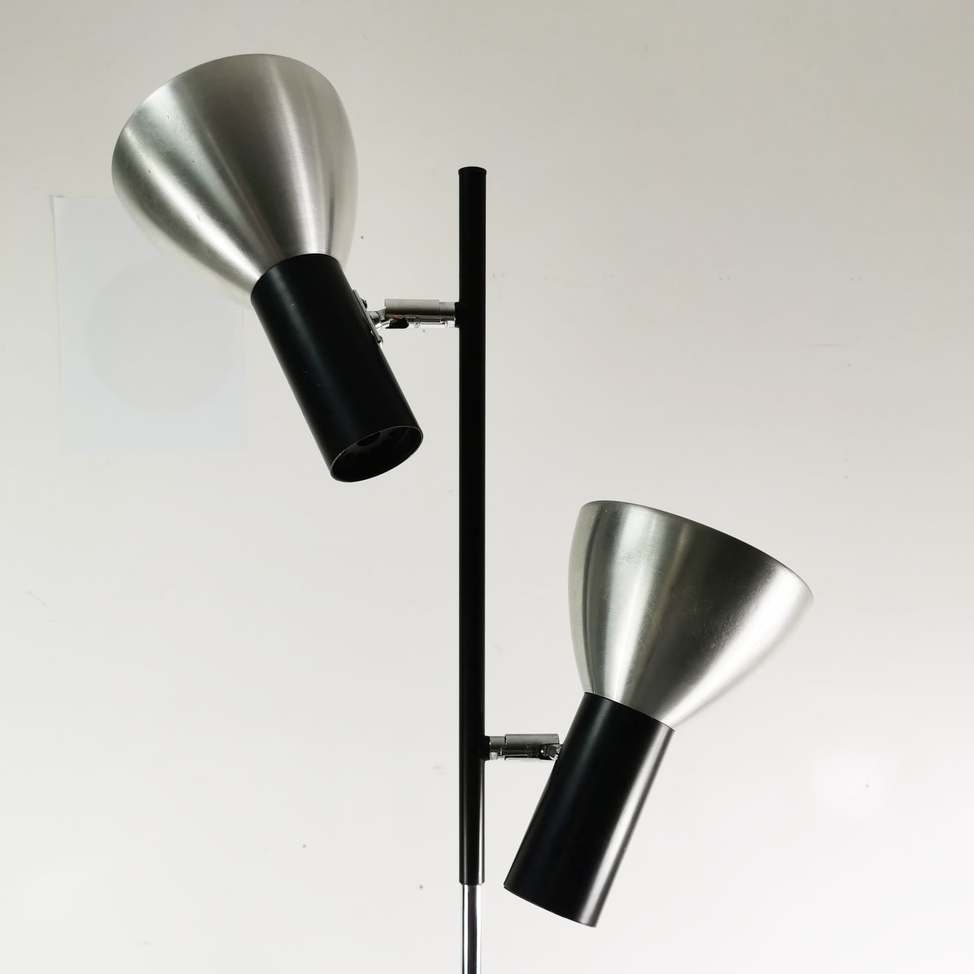 Floor Lamp Space Age, silver aluminum, black steel, Germany, 1970s. - 399998