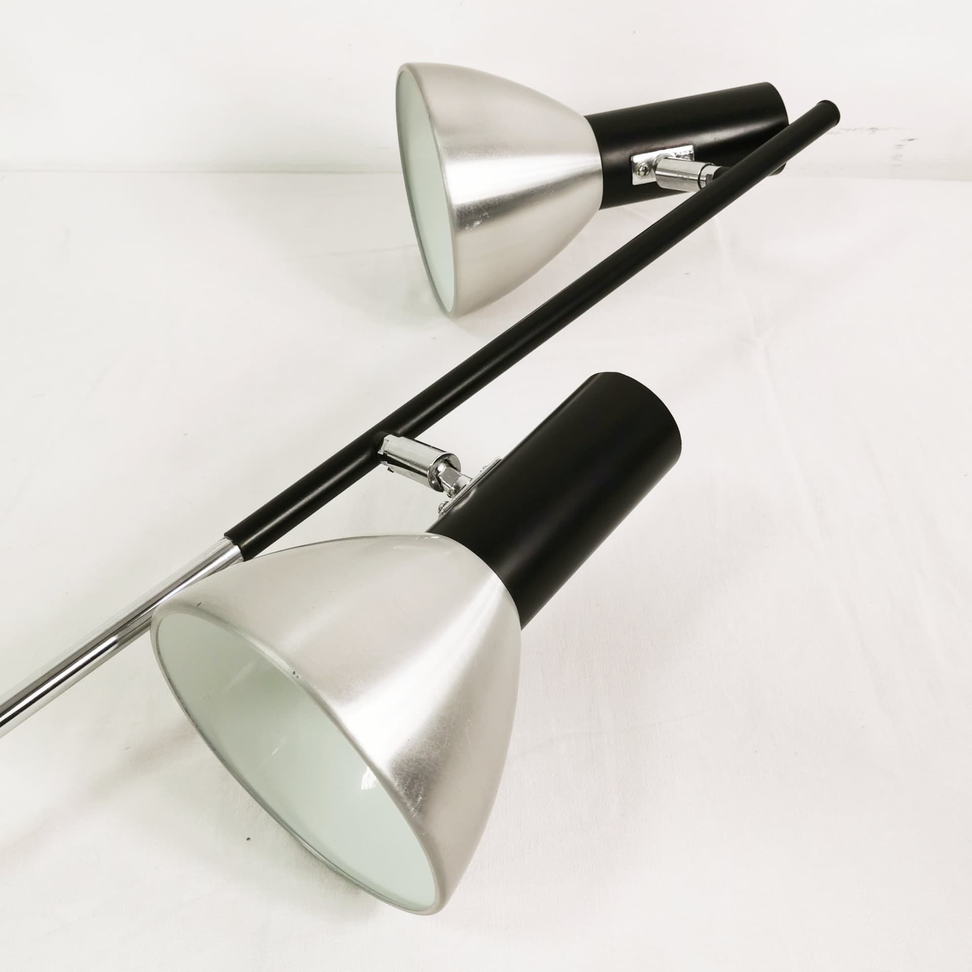 Floor Lamp Space Age, silver aluminum, black steel, Germany, 1970s. - 399999