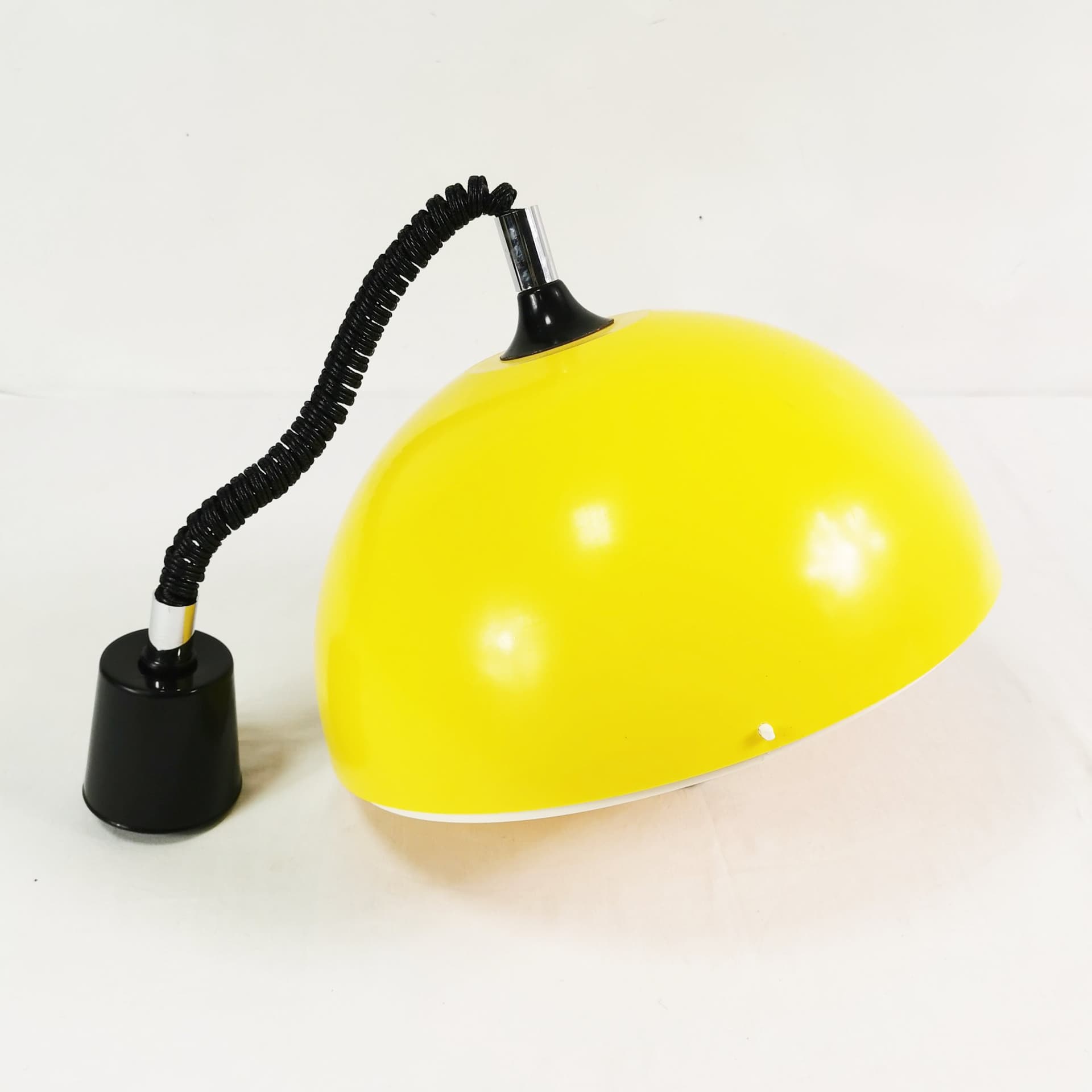 Pendant lamp Space Age, yellow white black, plastic metal, Polam, Poland, 1970s. - 400007
