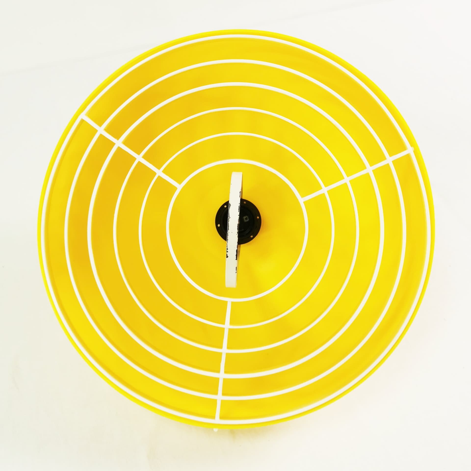 Pendant lamp Space Age, yellow white black, plastic metal, Polam, Poland, 1970s. - 400010