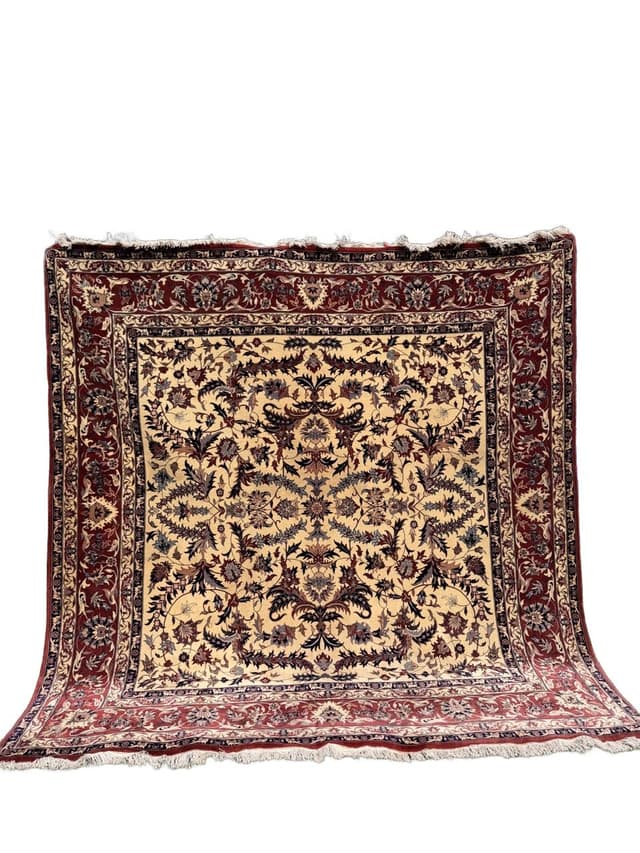 Carpet Ispahan 260x240 cm, beige red blue grey, cashmere wool, Iran - DIMENSION
