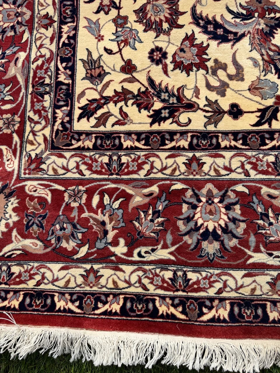 Carpet Ispahan 260x240 cm, beige red blue grey, cashmere wool, Iran - 400029