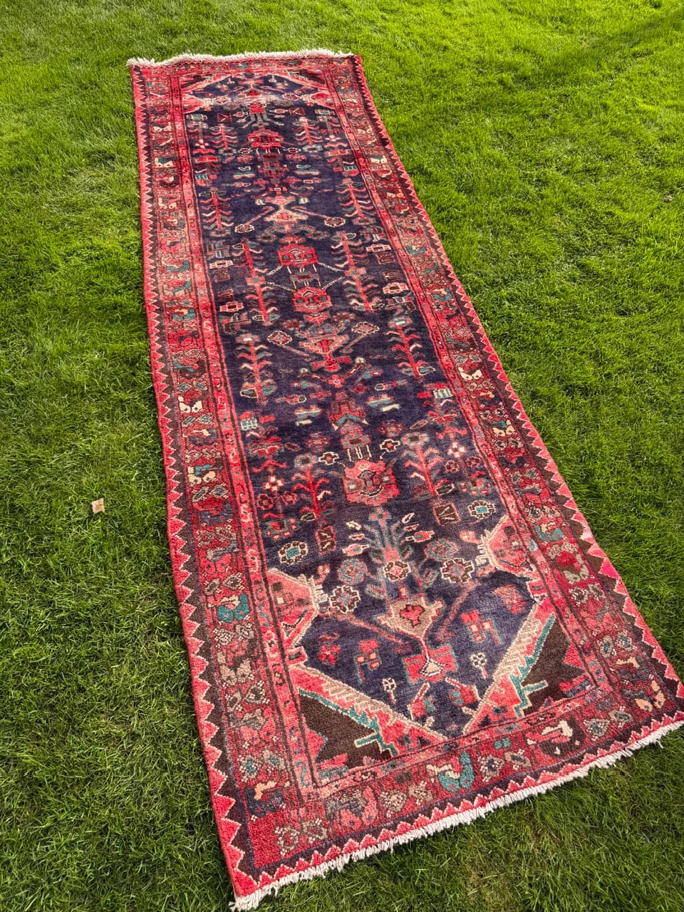 Runner Hamadan 305x100 cm, blue, wool, Iran - 400043