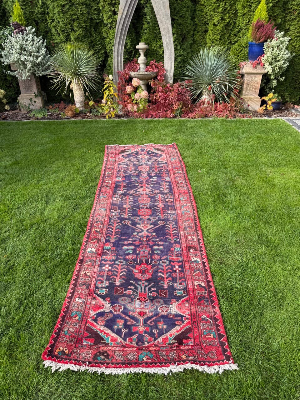 Runner Hamadan 305x100 cm, blue, wool, Iran - 400040