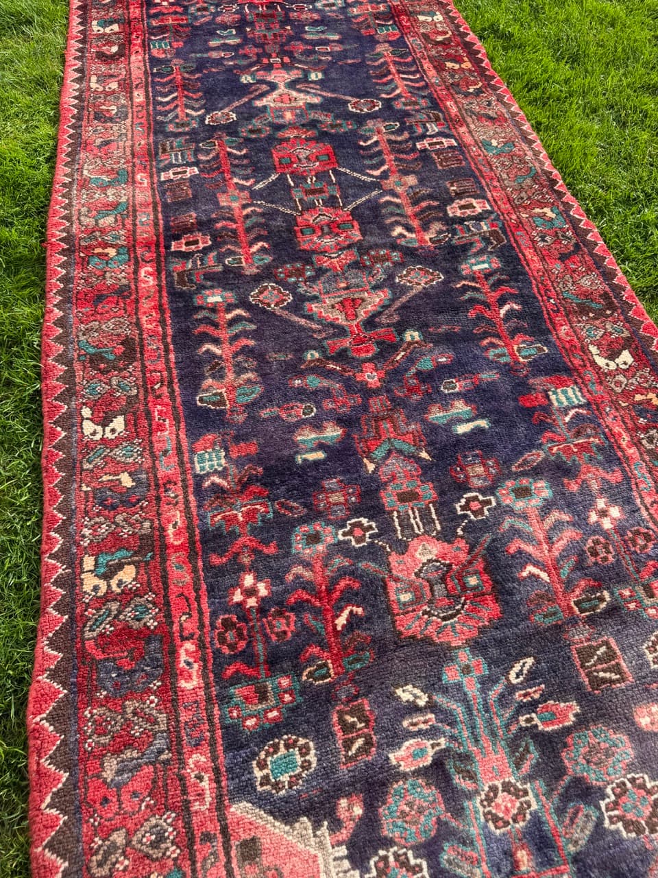 Runner Hamadan 305x100 cm, blue, wool, Iran - 400046