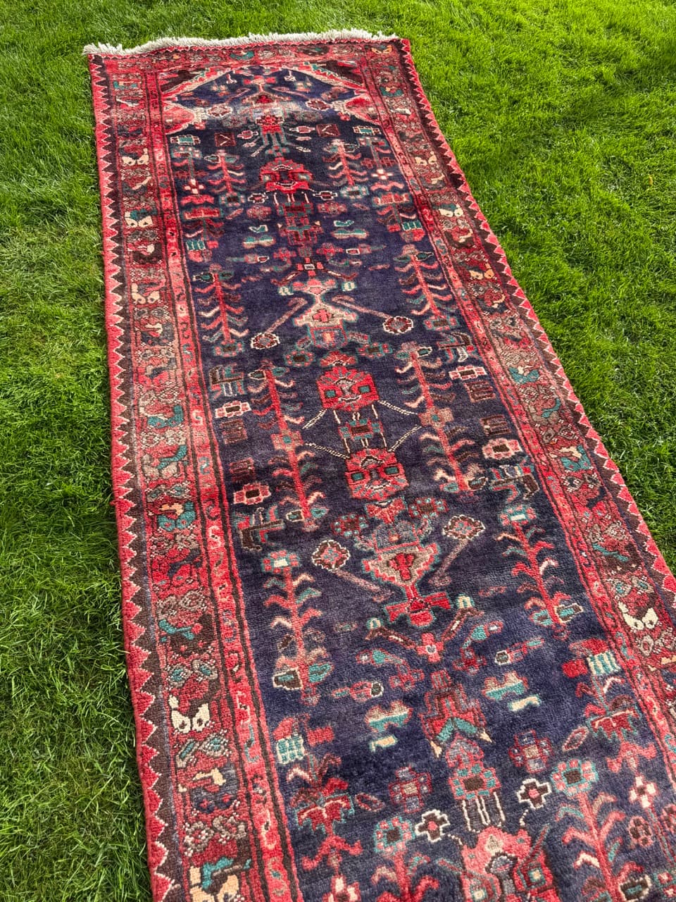 Runner Hamadan 305x100 cm, blue, wool, Iran - 400047