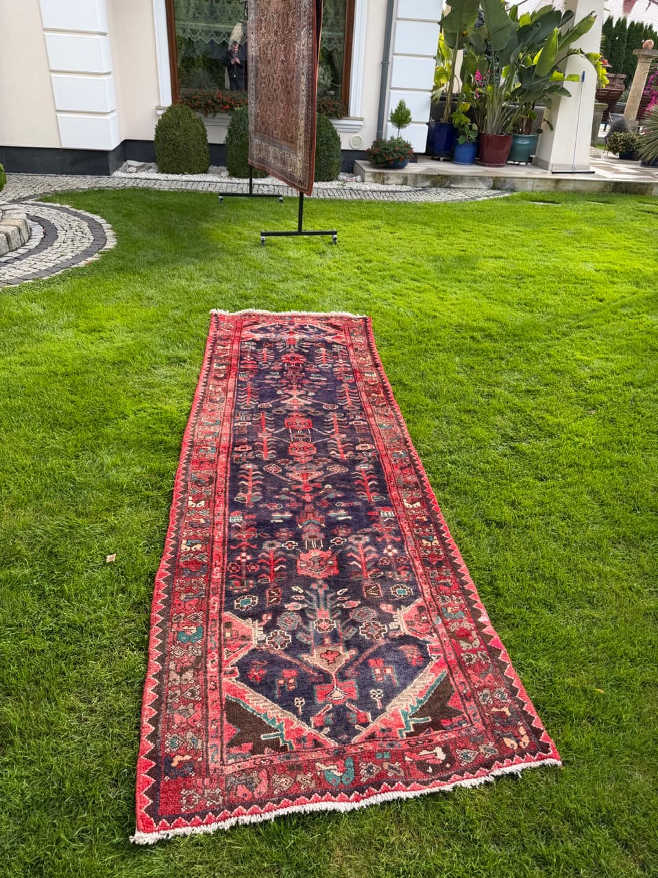 Runner Hamadan 305x100 cm, blue, wool, Iran - 400041