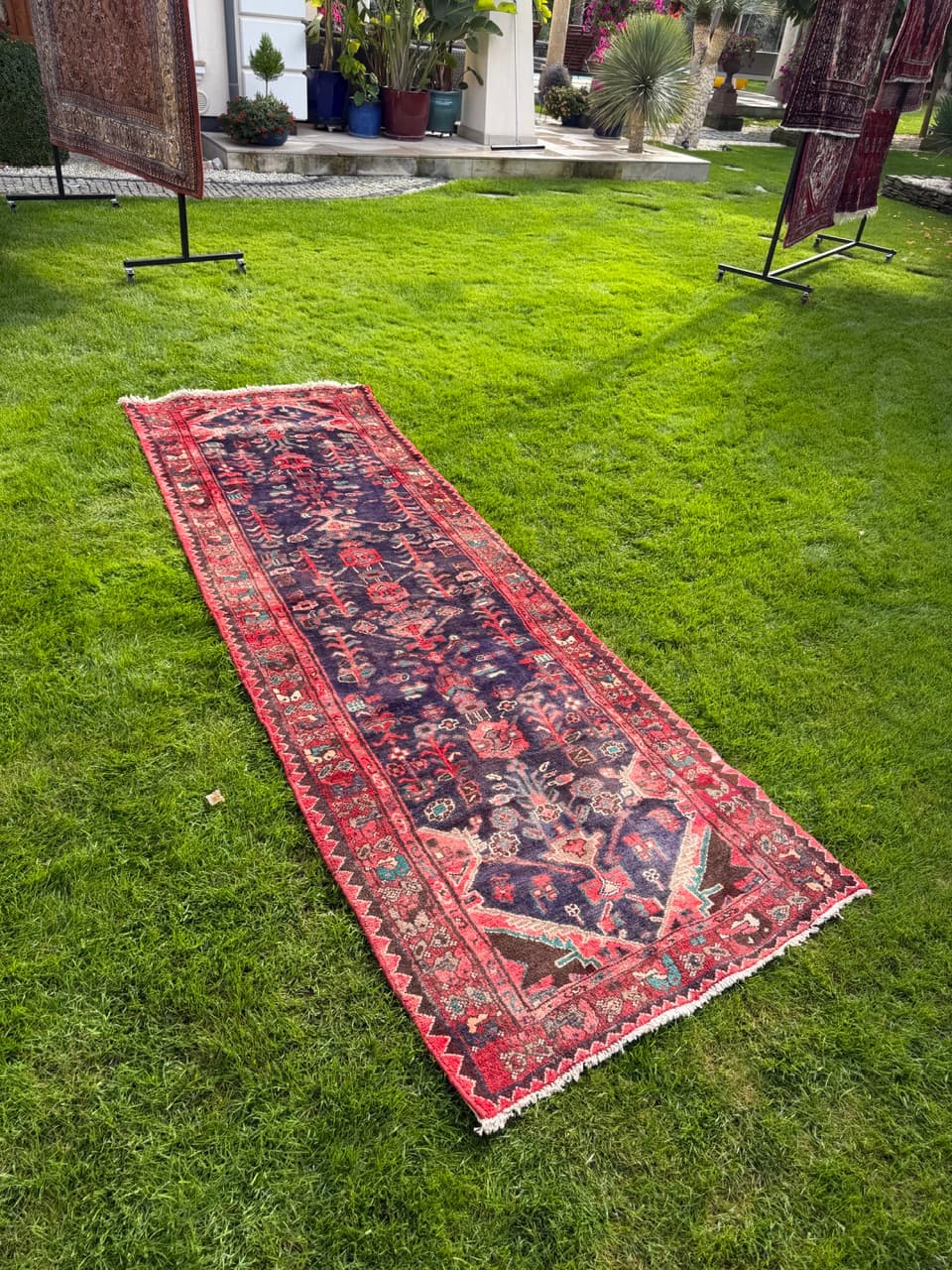 Runner Hamadan 305x100 cm, blue, wool, Iran - 400042