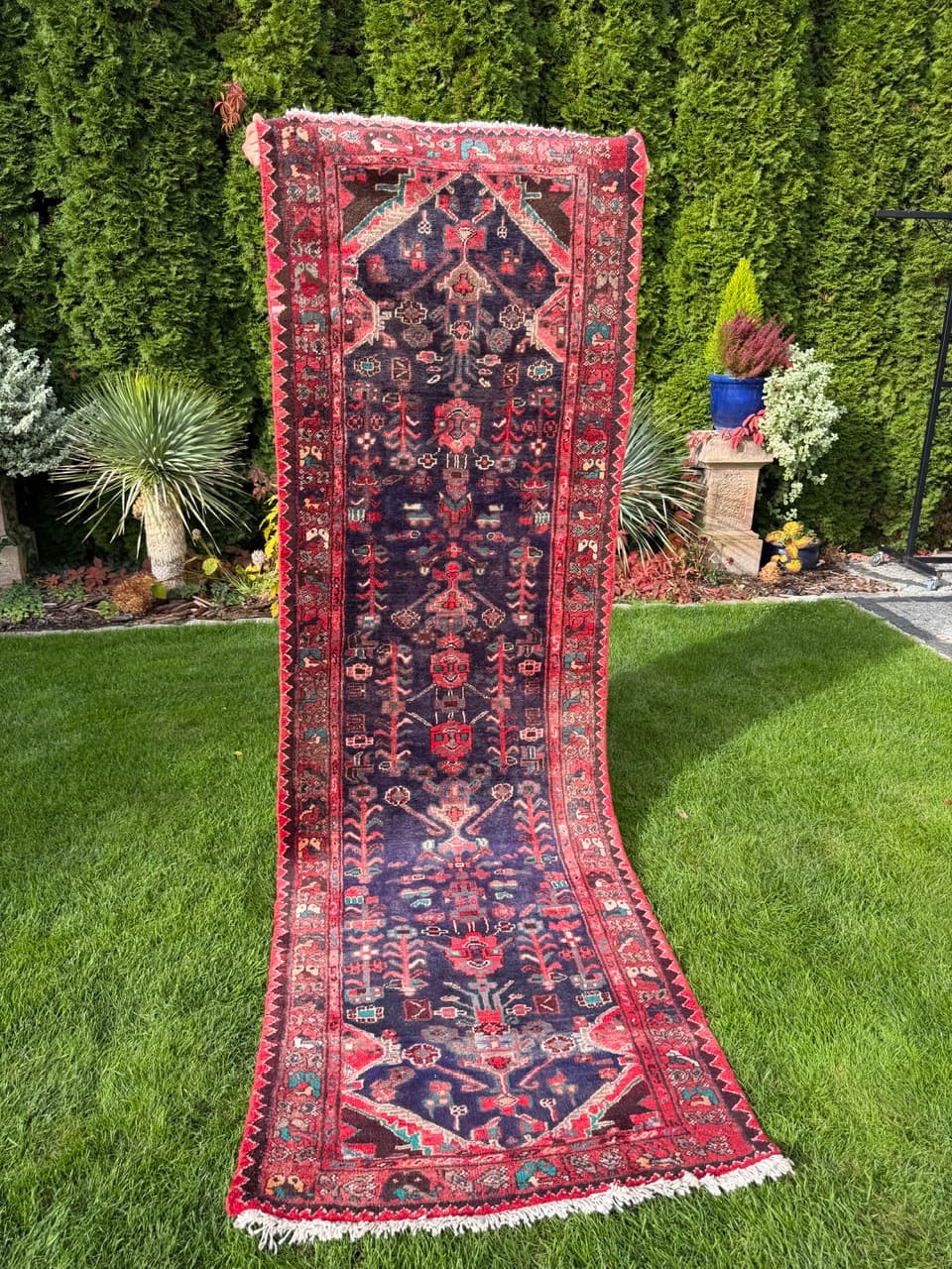Runner Hamadan 305x100 cm, blue, wool, Iran - 400037