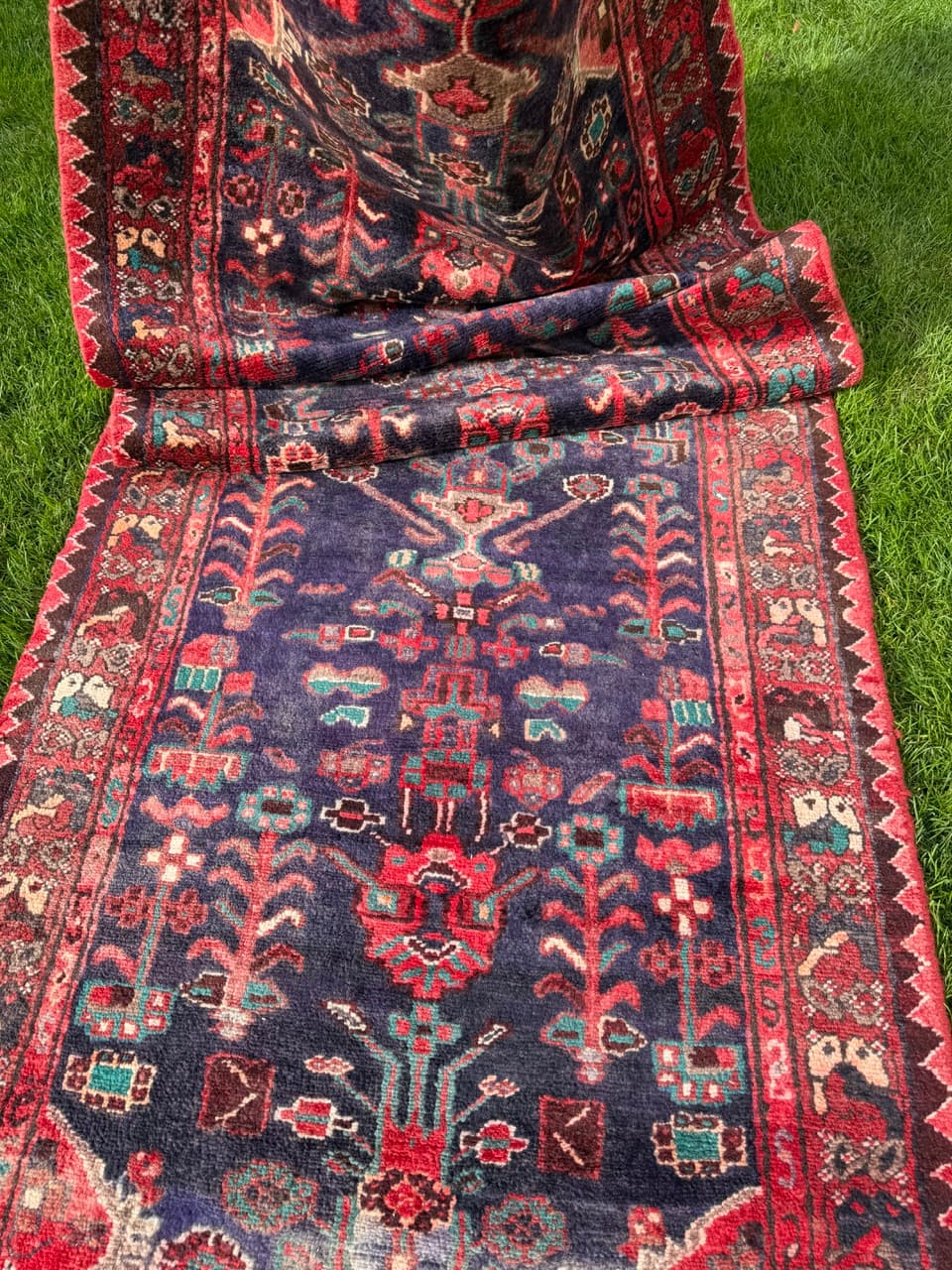 Runner Hamadan 305x100 cm, blue, wool, Iran - 400038