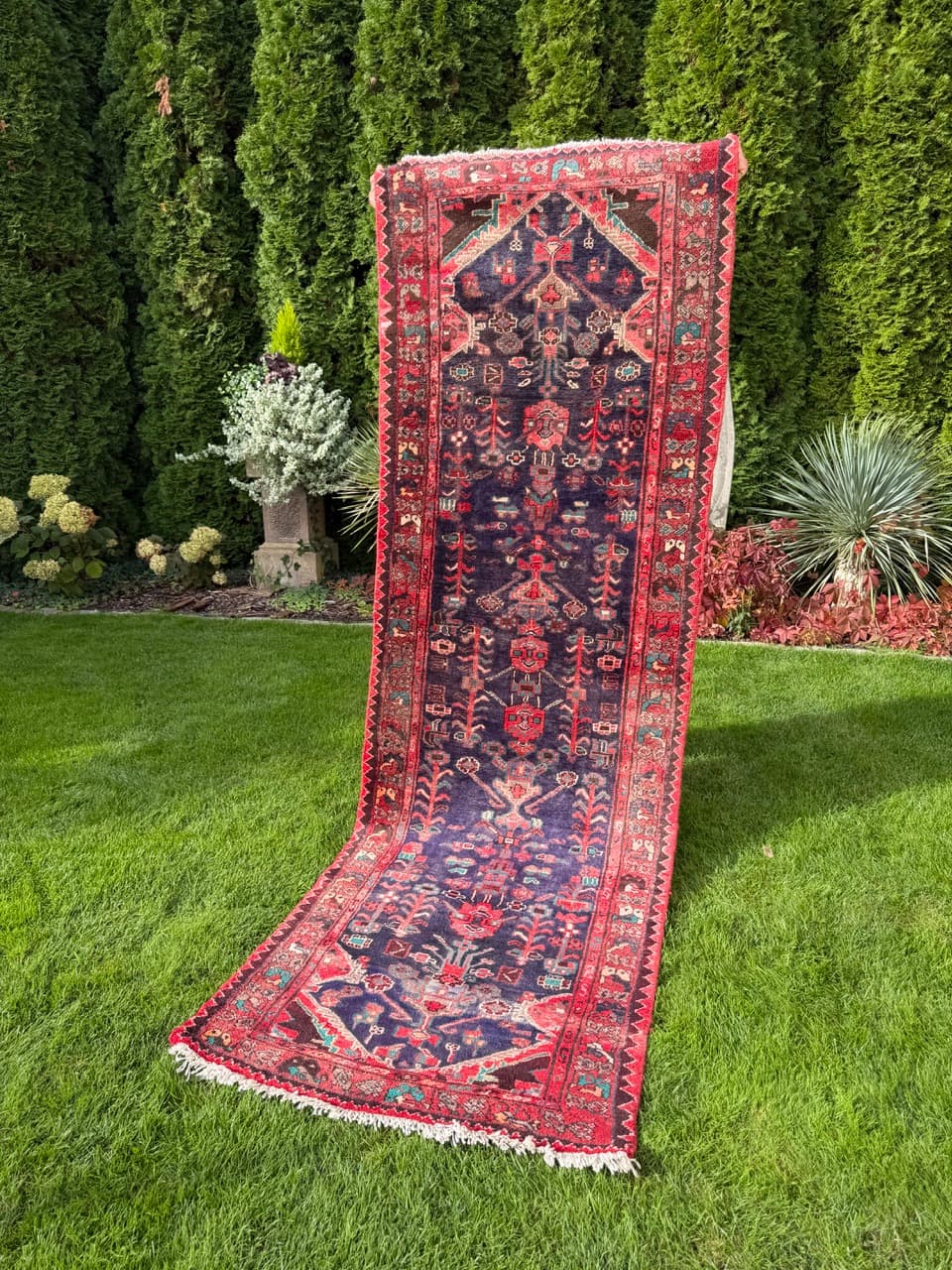 Runner Hamadan 305x100 cm, blue, wool, Iran - 400034