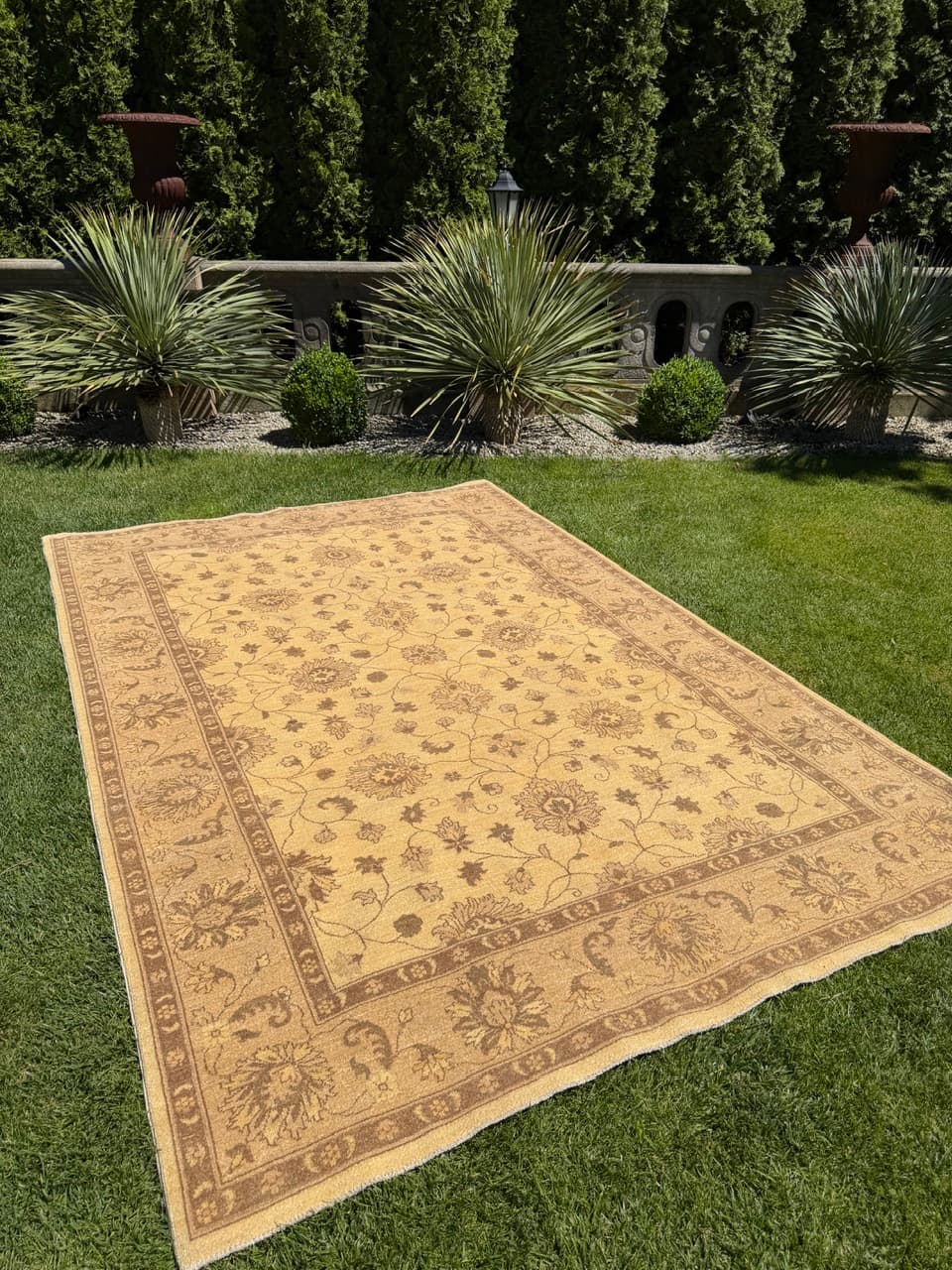 Rug Ziegler, 300x200 cm, beige gold grey cashmere wool, Pakistan - 400062