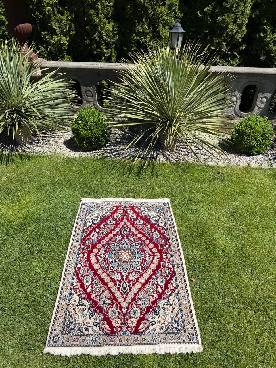 Dywan perski Nain 135x90 cm, czerwony, wełna kaszmirowa jedwab, Iran - 400071