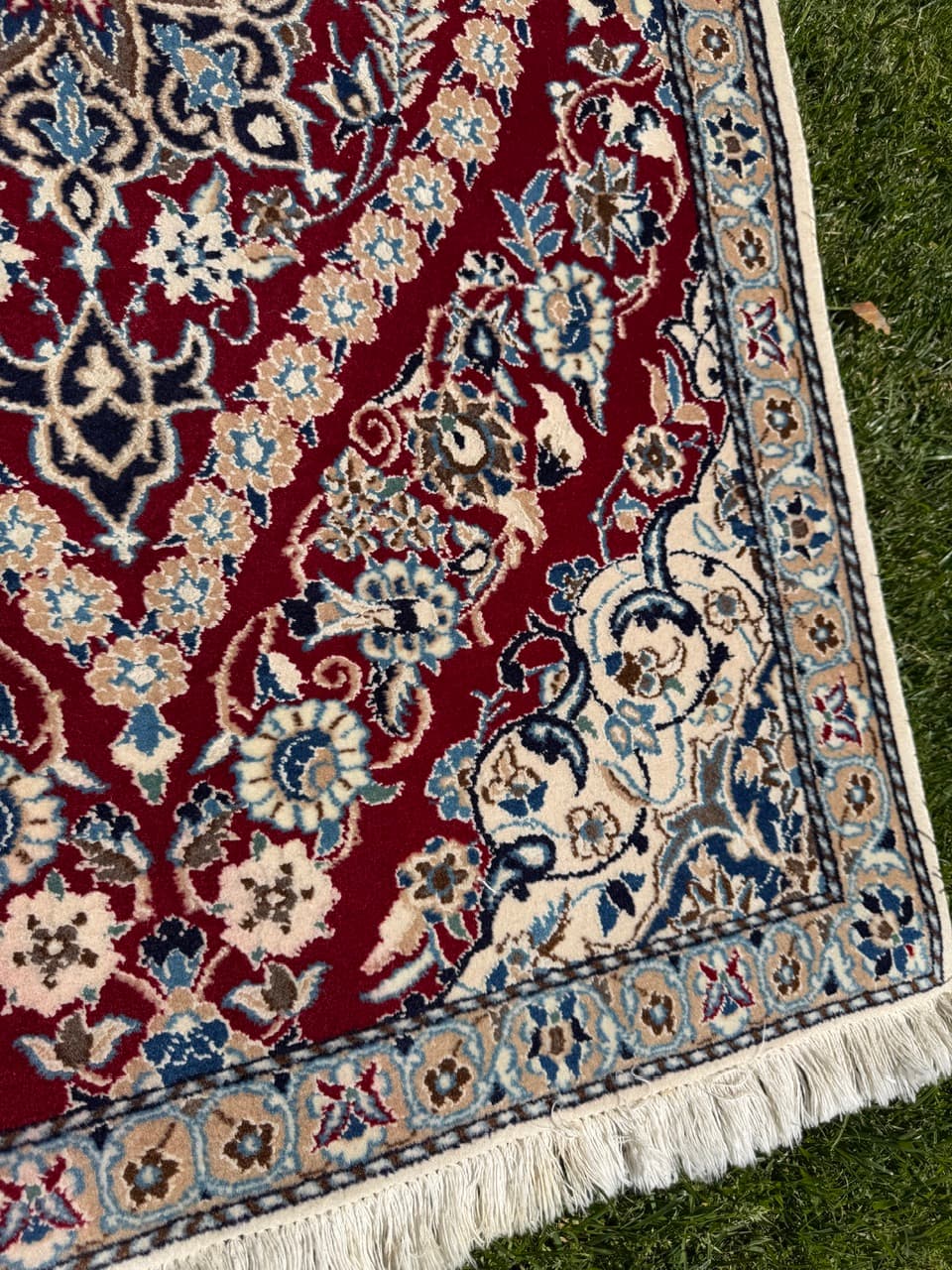 Dywan perski Nain 135x90 cm, czerwony, wełna kaszmirowa jedwab, Iran - 400074