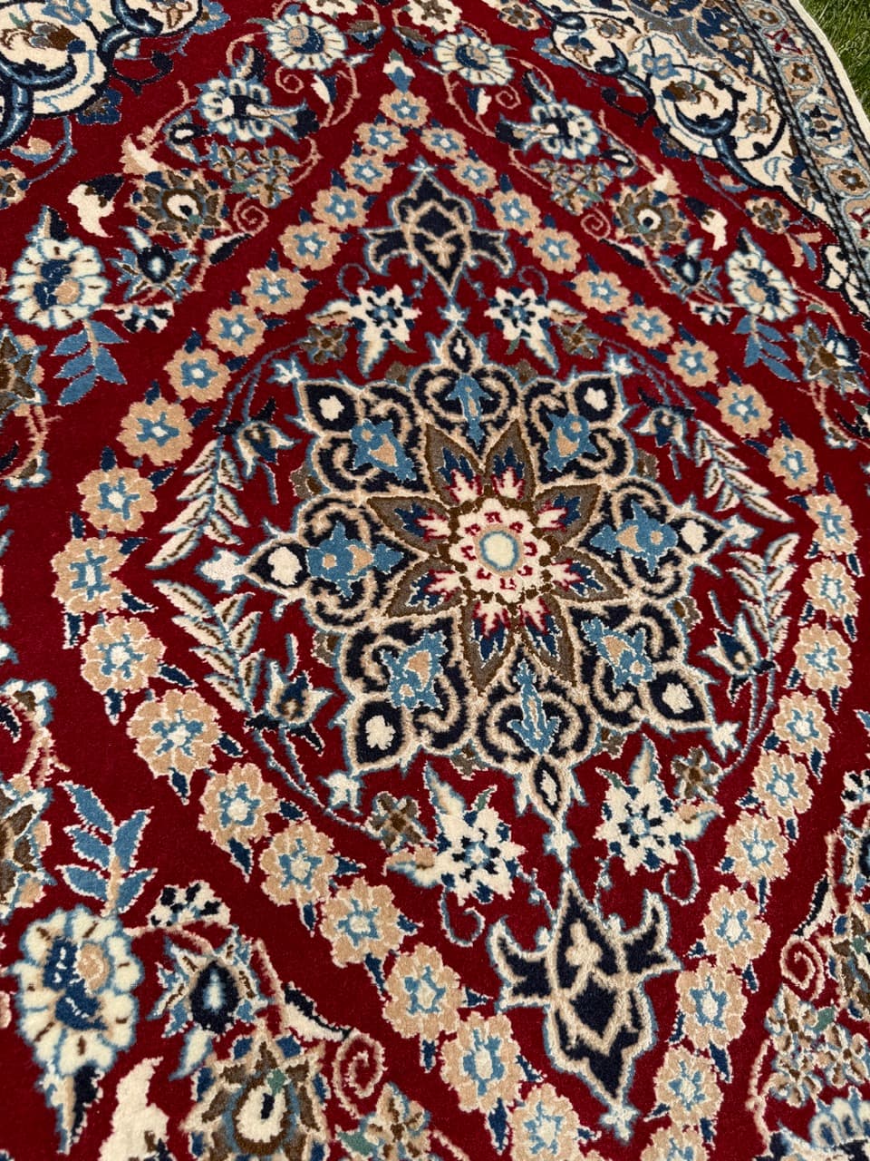 Dywan perski Nain 135x90 cm, czerwony, wełna kaszmirowa jedwab, Iran - 400073